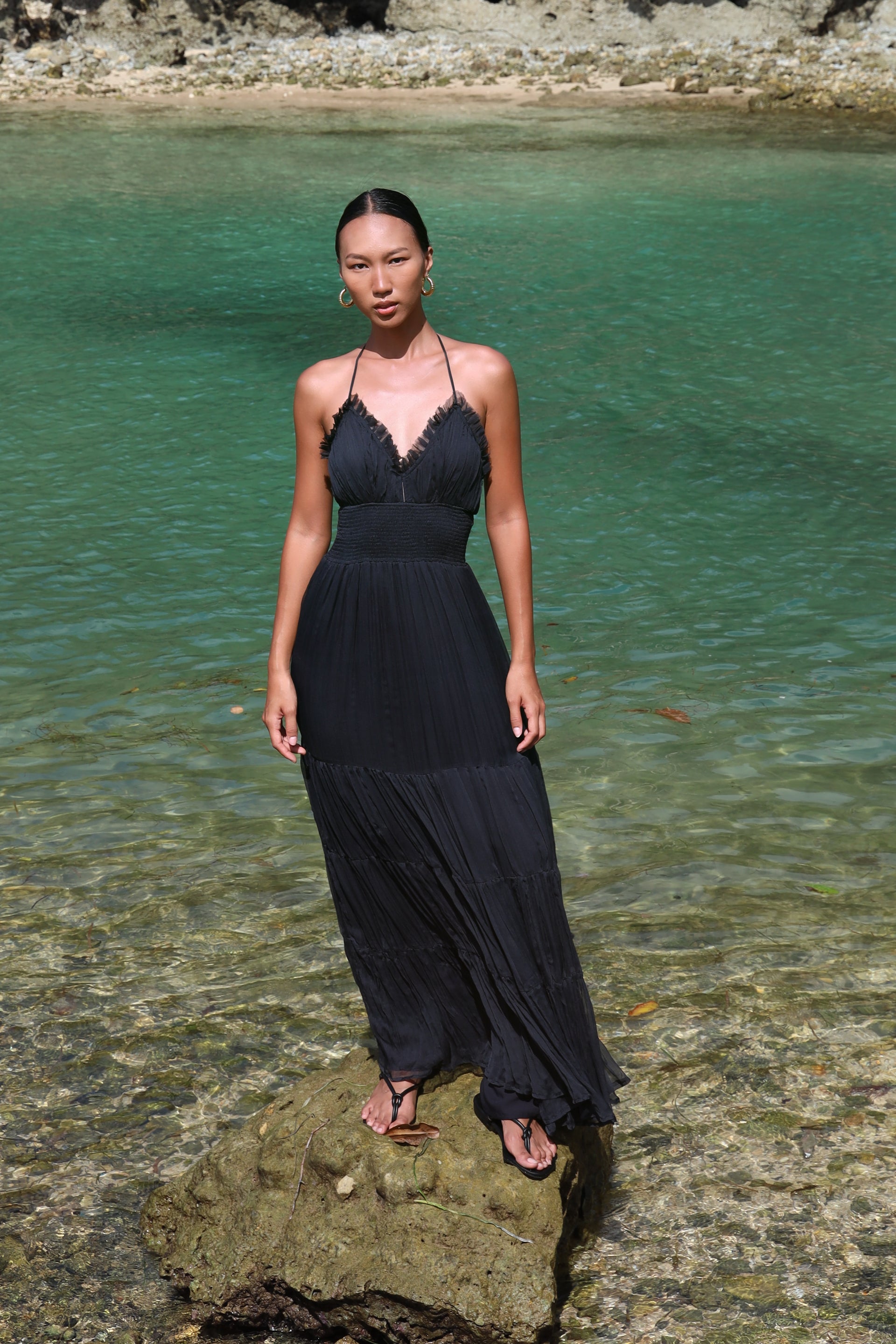 【Loulouseoul】25ss Lily Shirring Long Dress Lily Shirring Long Dress (White) - LOULOUSEOUL