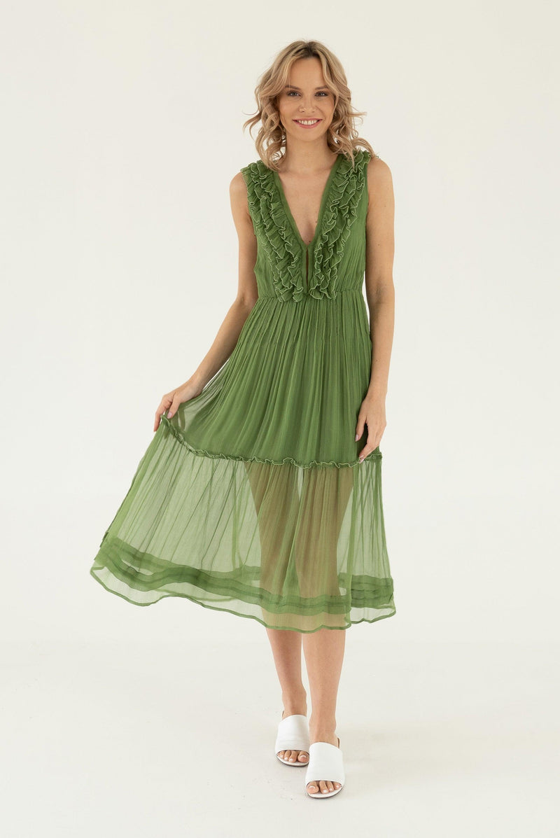 Cinnamon Silk Chiffon Dress